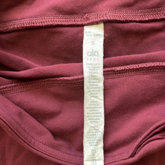 Alo Electra Mid Rise Two Toned Crop Leggings Burgundy Red Size S - Picture 5 of 6